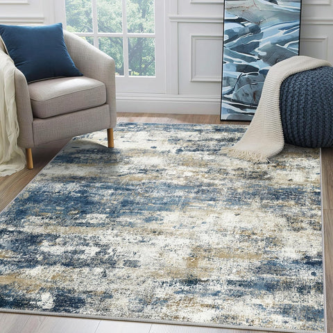 GENIMO Modern Abstract Print Soft Area Rug Blue
