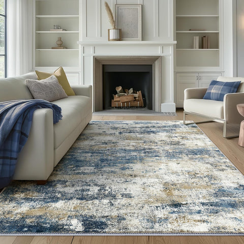 GENIMO Modern Abstract Print Soft Area Rug Blue