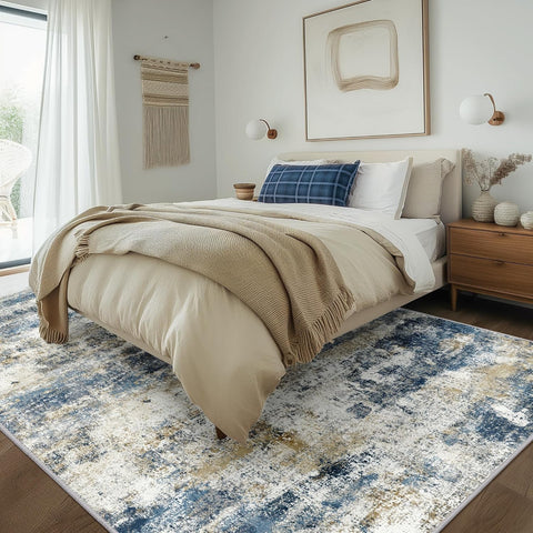 GENIMO Modern Abstract Print Soft Area Rug Blue