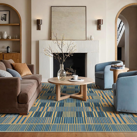 GENIMO Modern Minimalist Line Art Washable Non-Slip Area Rug
