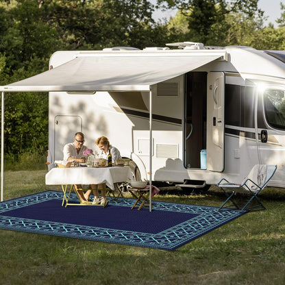GENIMO Bohemian Style Waterproof Outdoor Rug Blue