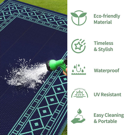 GENIMO Bohemian Style Waterproof Outdoor Rug Blue