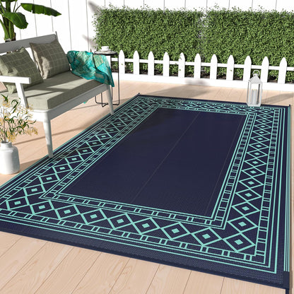 GENIMO Bohemian Style Waterproof Outdoor Rug Blue