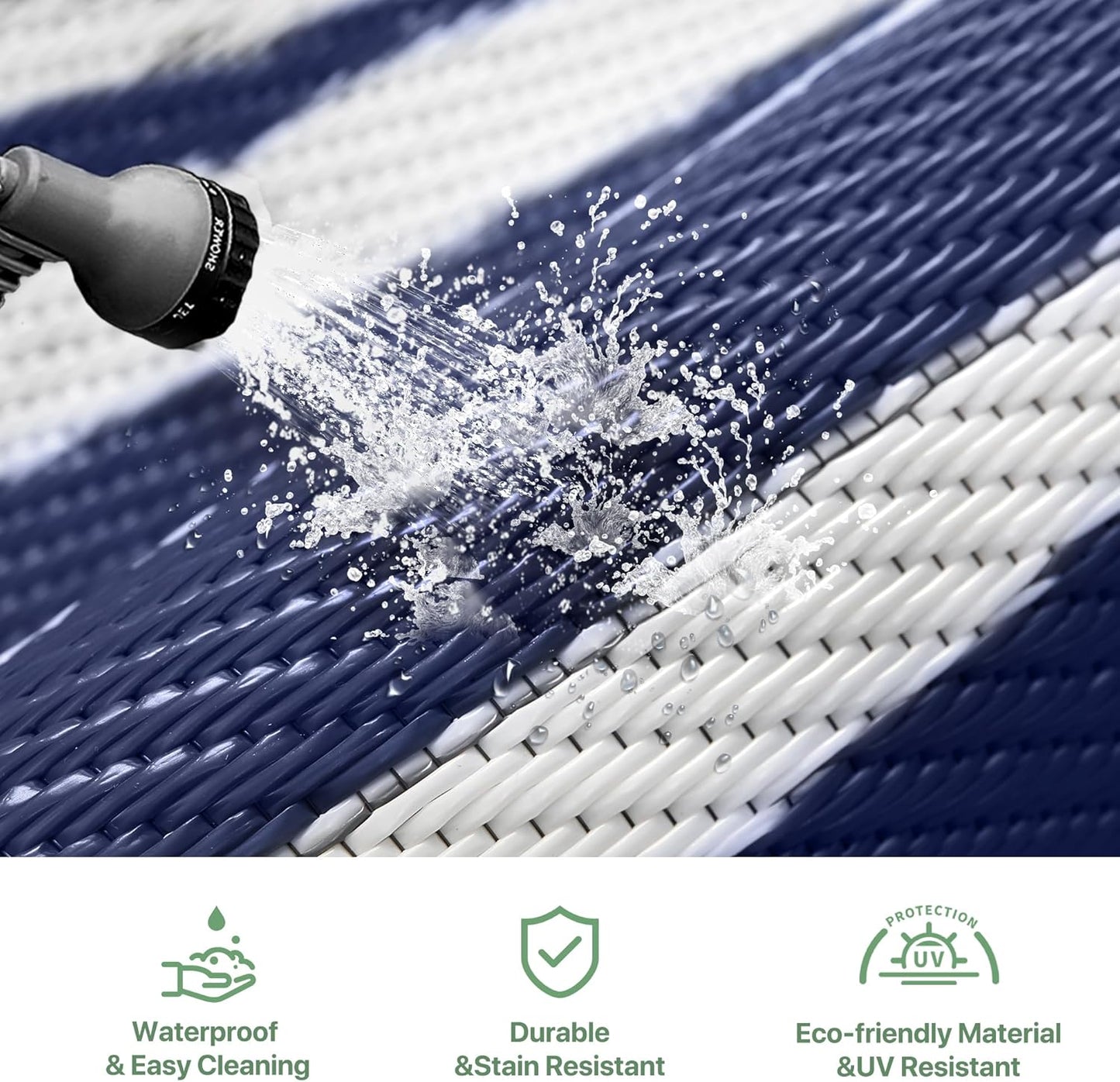 GENIMO Bohemian Style Waterproof Outdoor Rug Blue