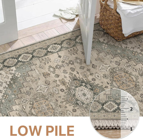 GENIMO Machine Washable Symmetrical Totem Print Non-Slip Area Rug