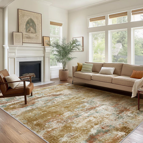 GENIMO Modern Abstract Print Soft Area Rug Orange