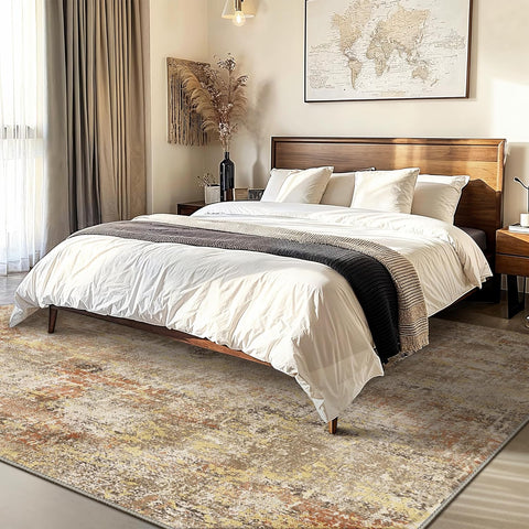 GENIMO Modern Warm Orange Abstract Textured Washable Area Rugs