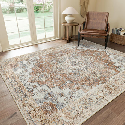 GENIMO Area Rug Machine Washable Vintage Bohemian Print