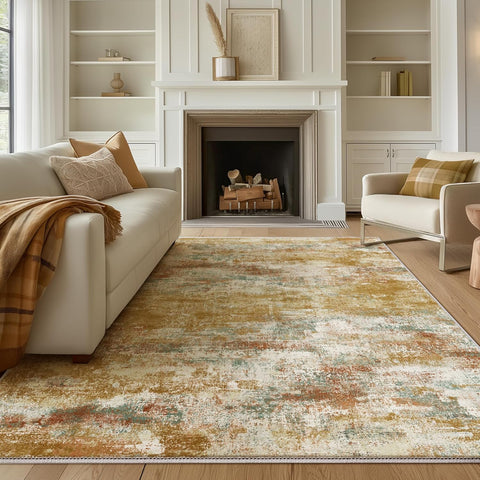 GENIMO Modern Abstract Print Soft Area Rug Orange