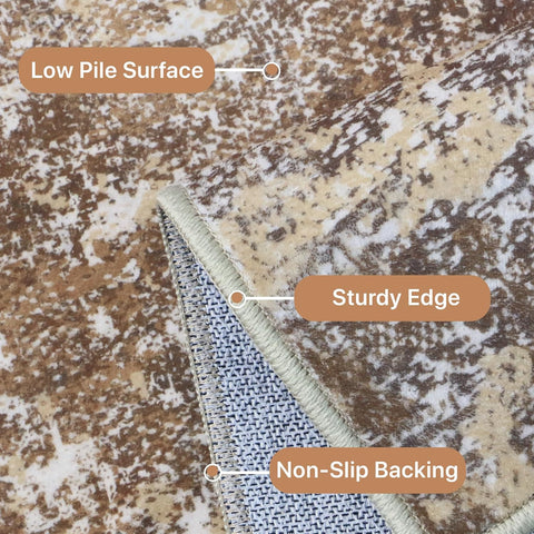 GENIMO Modern Warm Orange Abstract Textured Washable Area Rugs