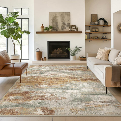 GENIMO Modern Abstract Print Soft Area Rug Orange