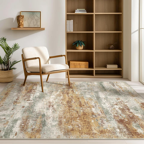 GENIMO Modern Abstract Print Soft Area Rug Orange