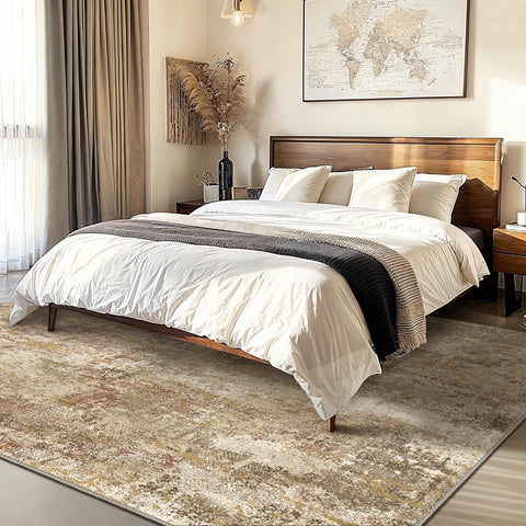 GENIMO Modern Warm Orange Abstract Textured Washable Area Rugs