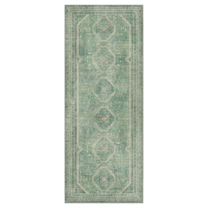 GENIMO Machine Washable Runner Rug Non Slip Carpet with Gripper Green/Blue