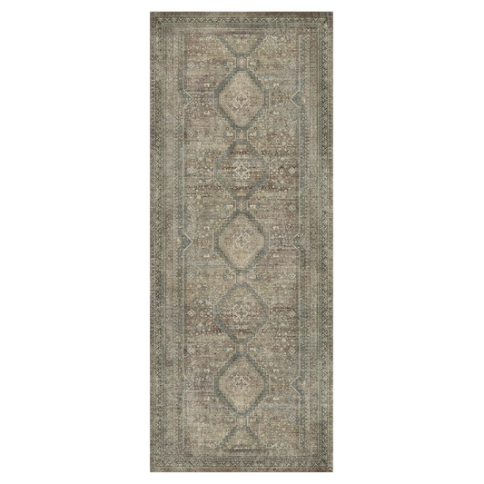 GENIMO Machine Washable Runner Rug Non Slip Carpet with Gripper Green/Blue
