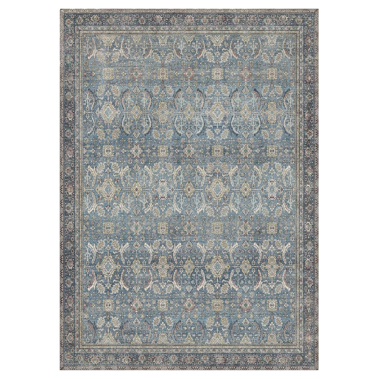 GENIMO Vintage Bohemian Symmetrical Print Cool Color Soft Area Rug