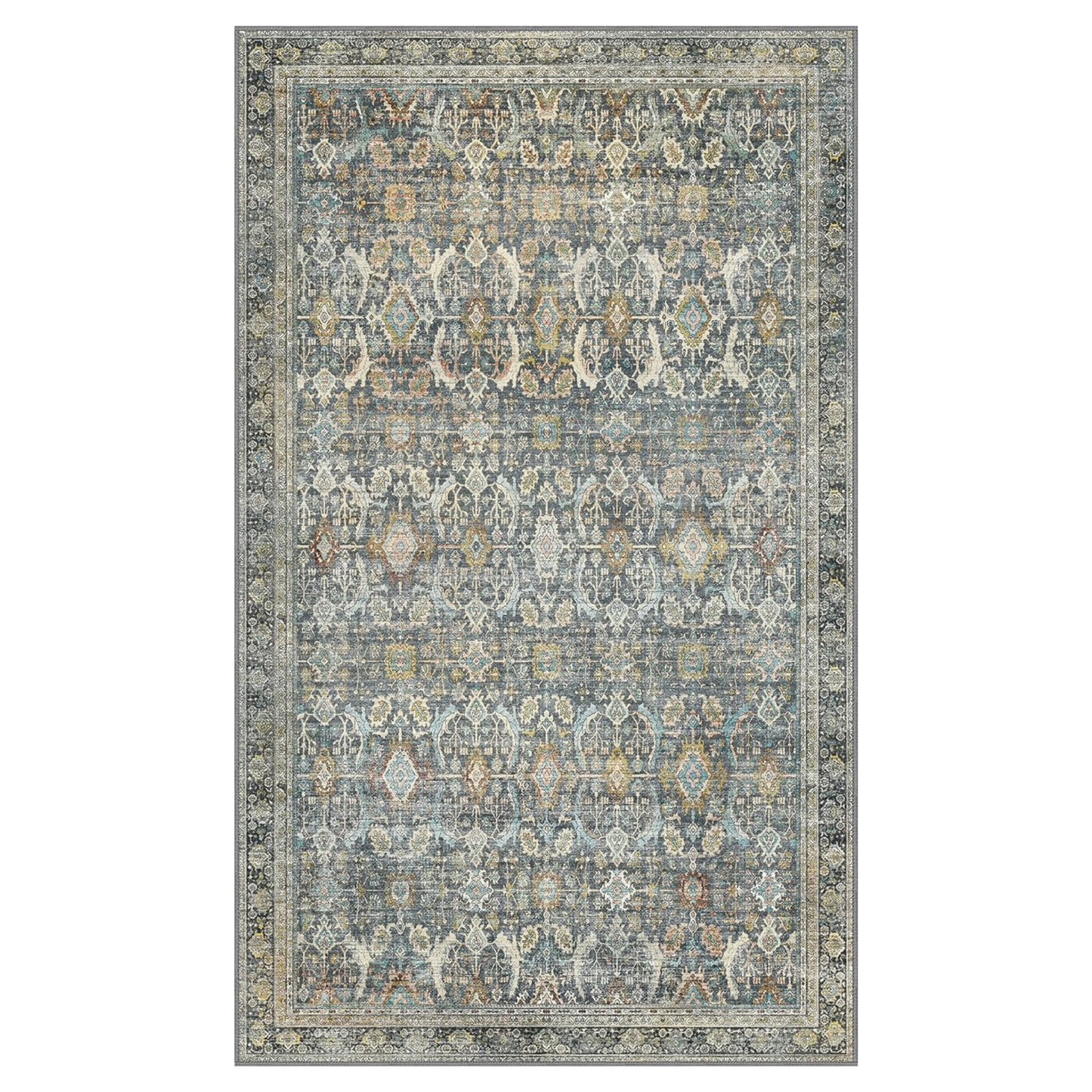 GENIMO Vintage Bohemian Symmetrical Print Cool Color Soft Area Rug