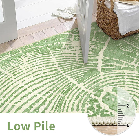 GENIMO Stump Print Non-Slip Area Rug Pale Green White
