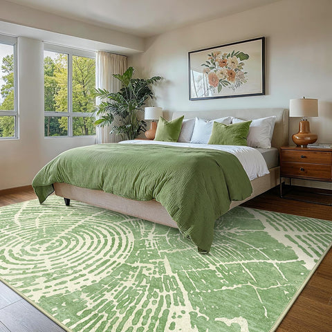 GENIMO Stump Print Non-Slip Area Rug Pale Green White