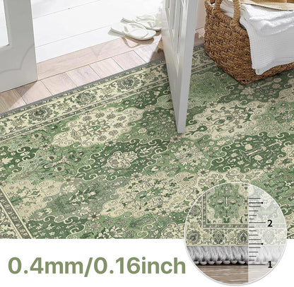 GENIMO Lightweight Vintage Diamond Floral Print Machine Washable Area Rug