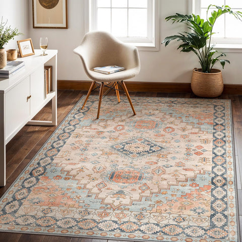 GENIMO Washable Low Pile Bohemian Mandala Breath Area Rug