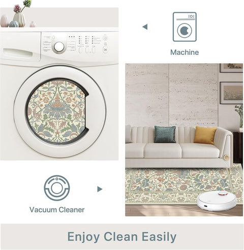 GENIMO Aesthetic Floral Pattern Print Area Rug