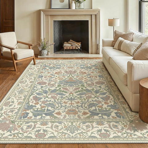 GENIMO Aesthetic Floral Pattern Print Area Rug