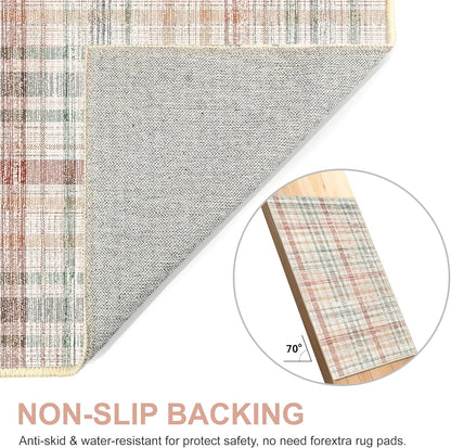 GENIMO Classic Plaid Print Machine Washable Non-Slip