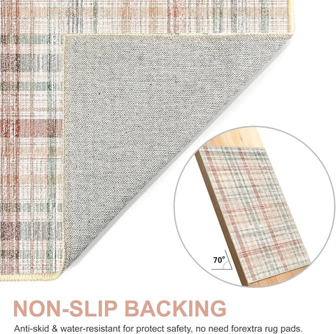 GENIMO Classic Plaid Print Machine Washable Non-Slip