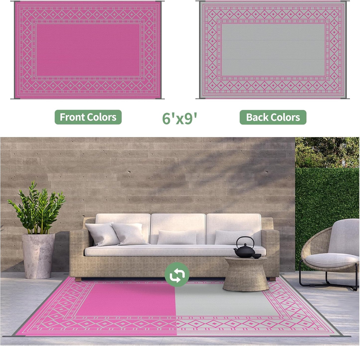 GENIMO Bohemian Style Waterproof Outdoor Rug