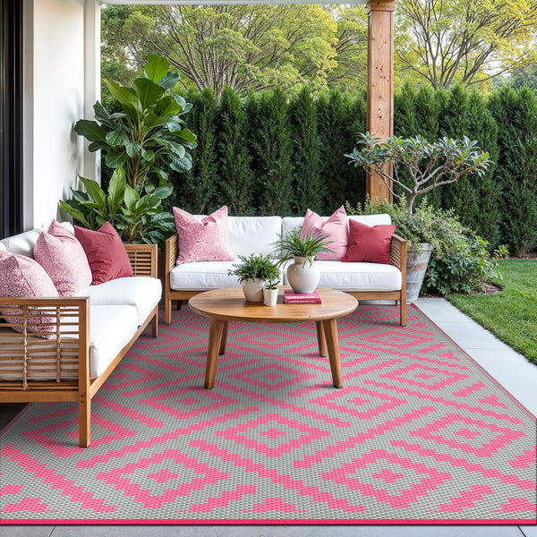 GENIMO Rhombic Printed Double Sided Waterproof Outdoor Rug