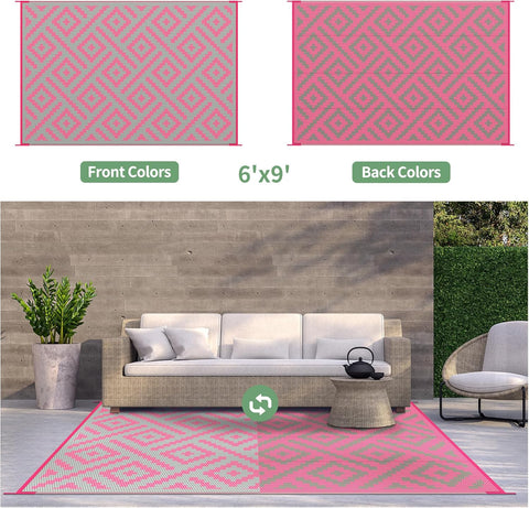 GENIMO Rhombic Printed Double Sided Waterproof Outdoor Rug