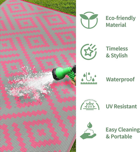 GENIMO Rhombic Printed Double Sided Waterproof Outdoor Rug