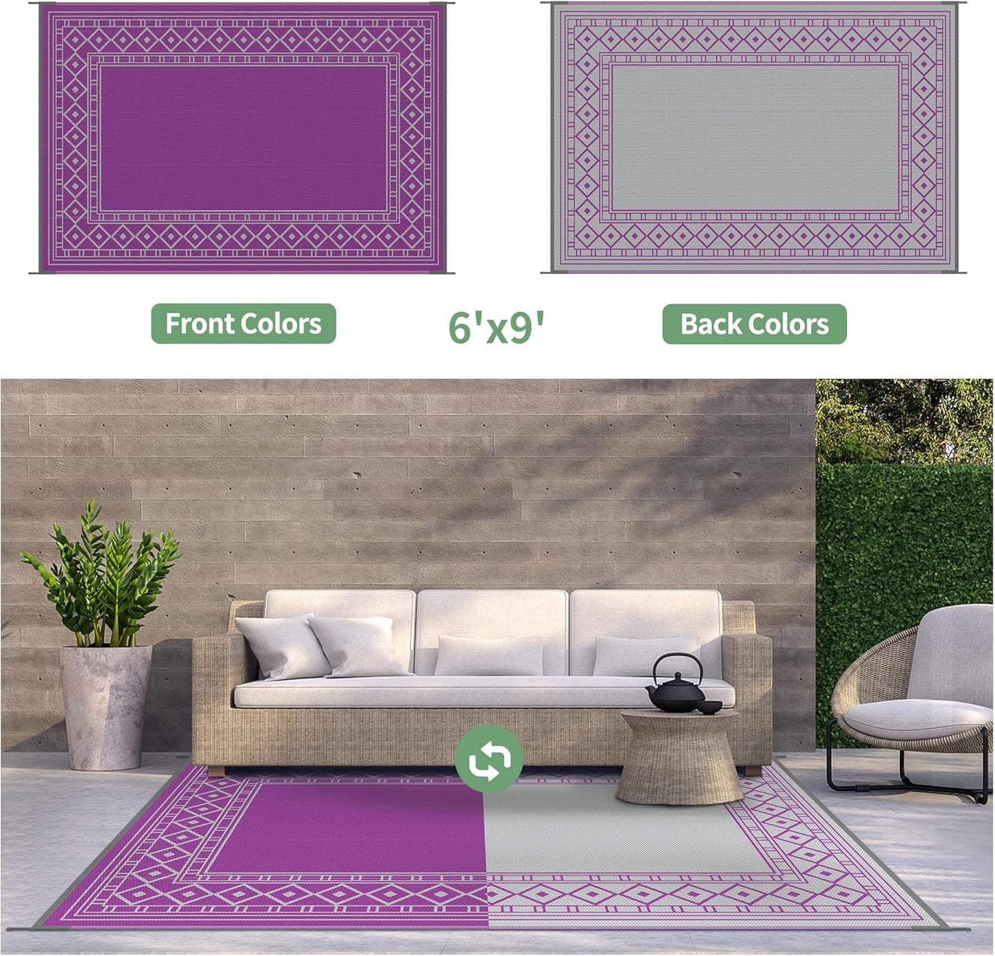 GENIMO Bohemian Style Waterproof Outdoor Rug