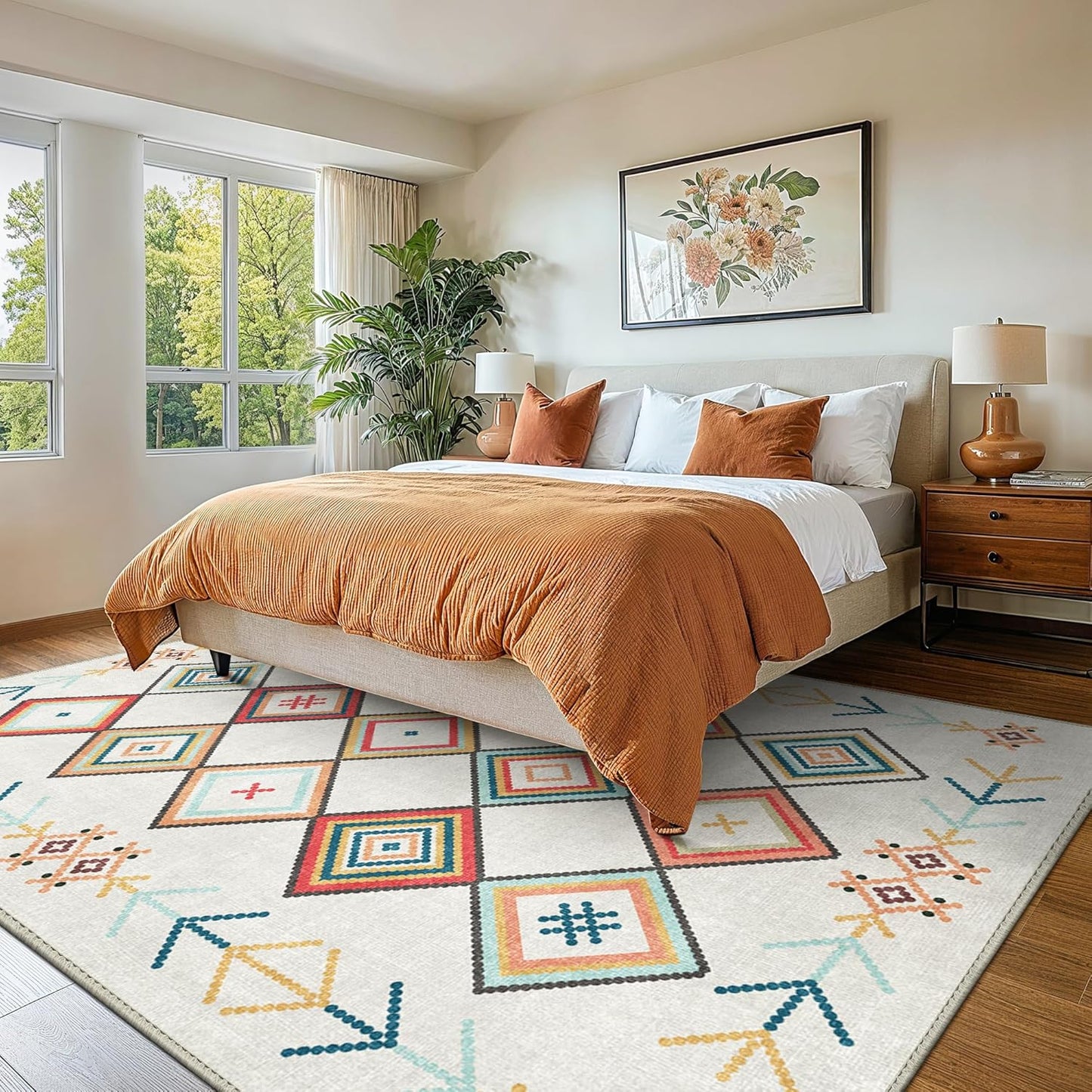 GENIMO Rainbow Geometric Low-Pile Area Rug