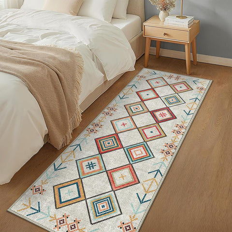 GENIMO Rainbow Geometric Low-Pile Runner Rug