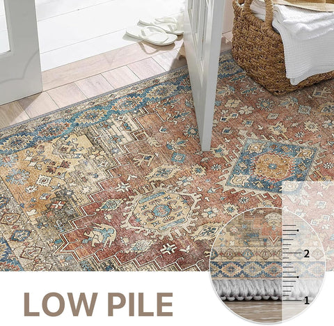 GENIMO Washable Low Pile Bohemian Mandala Breath Area Rug