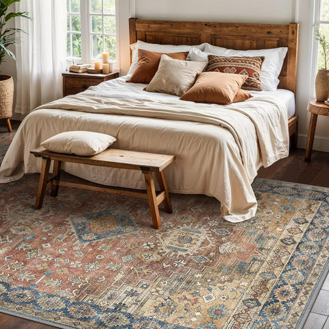GENIMO Washable Low Pile Bohemian Mandala Breath Area Rug