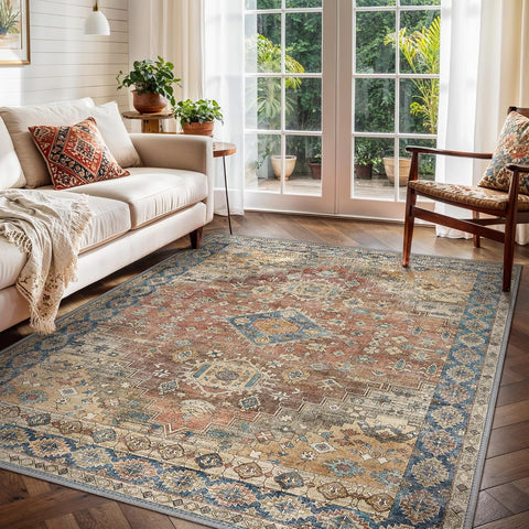GENIMO Washable Low Pile Bohemian Mandala Breath Area Rug