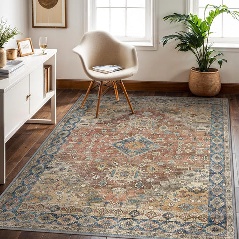 GENIMO Washable Low Pile Bohemian Mandala Breath Area Rug