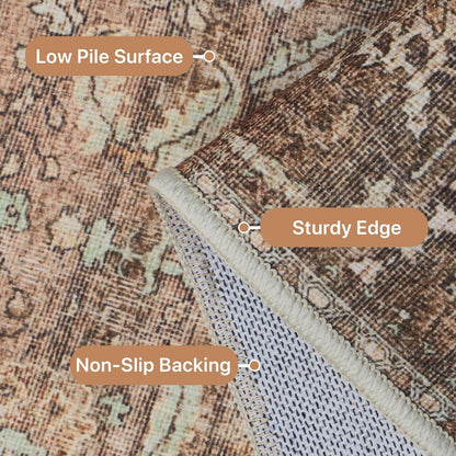 GENIMO Vintage Bohemian Print Non-Slip Runner Rug Brown