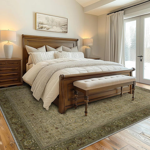 GENIMO Washable Low Pile Soft Floral Area Rug