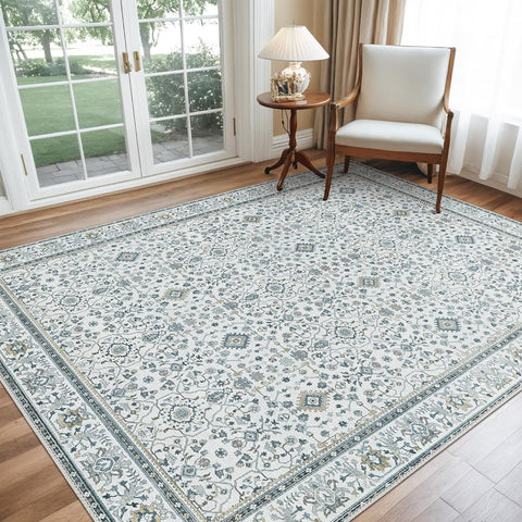 GENIMO Washable Low Pile Soft Floral Area Rug
