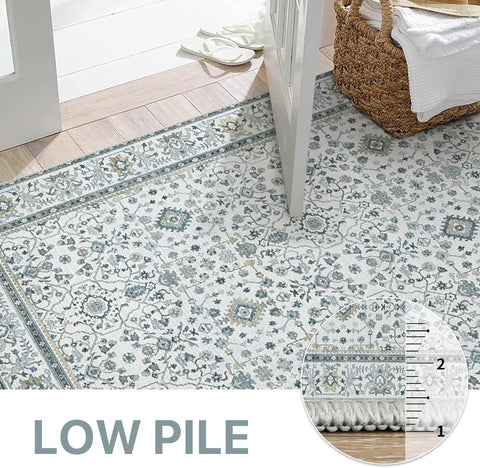 GENIMO Washable Low Pile Soft Floral Area Rug