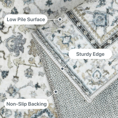 GENIMO Washable Low Pile Soft Floral Area Rug
