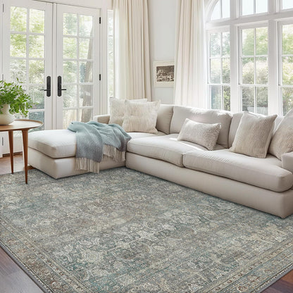 GENIMO Vintage Gorgeous Cool Color Non-Slip Washable Area Rug