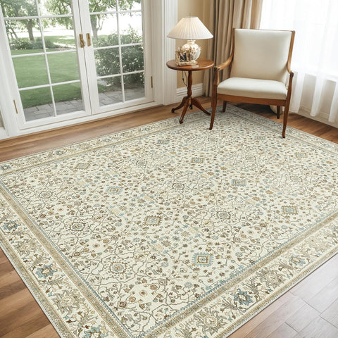 GENIMO Washable Low Pile Blue White Porcelain Area Rug