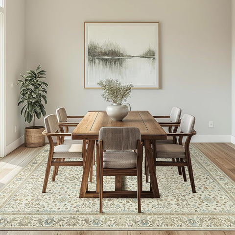GENIMO Washable Low Pile Blue White Porcelain Area Rug