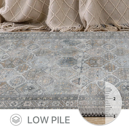 GENIMO Vintage Classic Print Washable Area Rug Gray