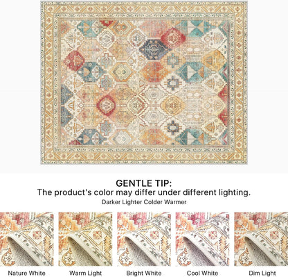 GENIMO Vintage Classic Print Light Color Washable Area Rug